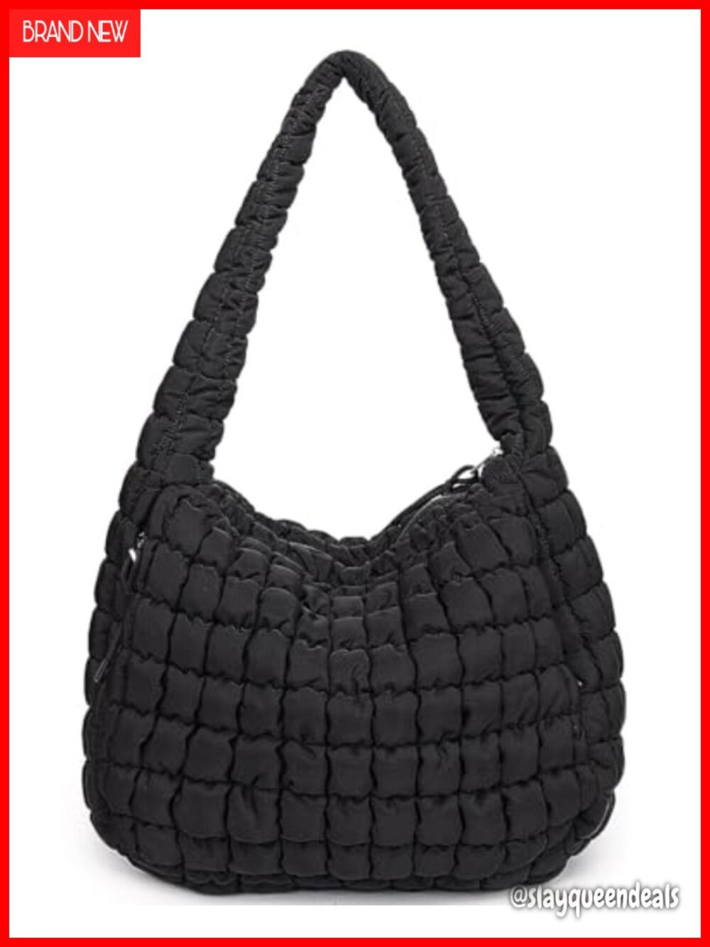 Nylon Quilted Puffer Tote Bag Large Lightweight Hobo Shoulder Bag